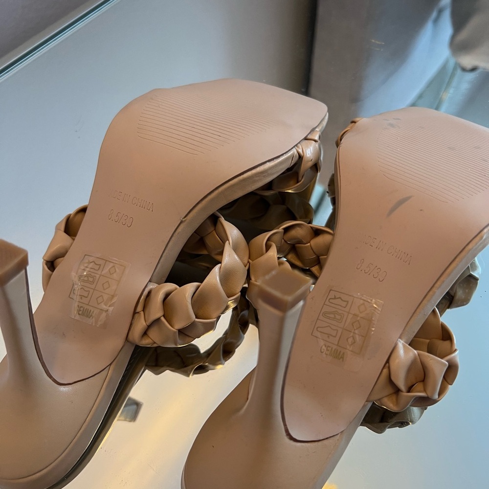 Lulus Gemma Light Nude Braided High Heel Sandals size 9 - Picture 6 of 7